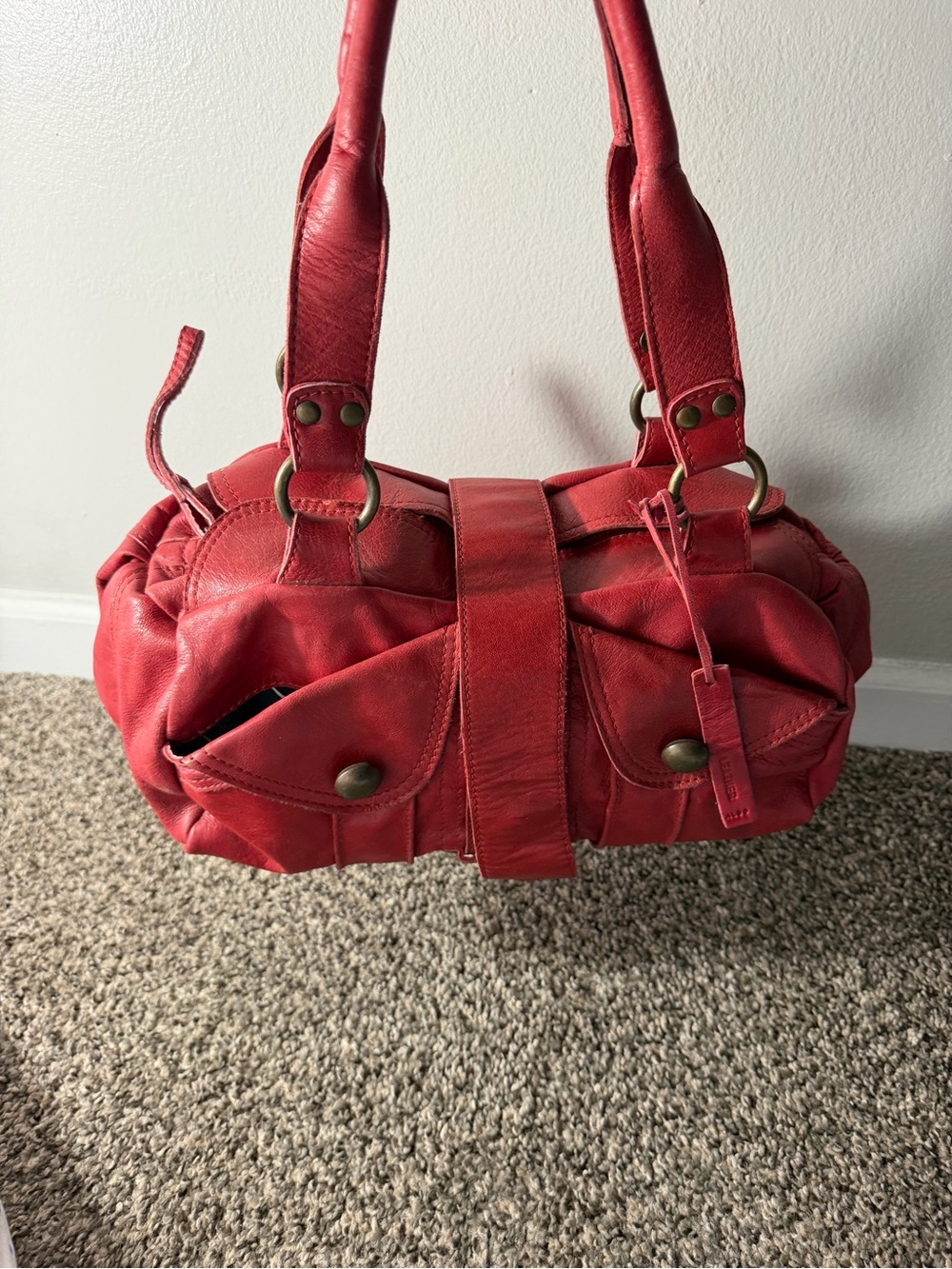 Aldo Red Leather Shoulder Satchel